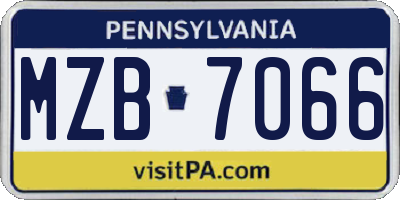 PA license plate MZB7066