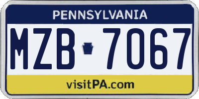 PA license plate MZB7067