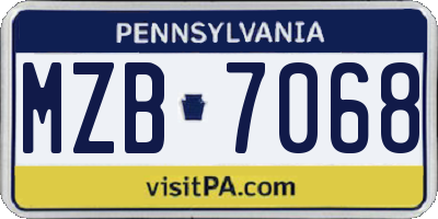 PA license plate MZB7068