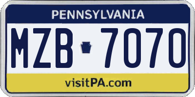 PA license plate MZB7070