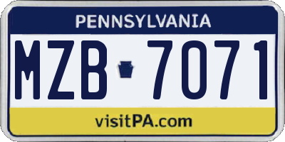PA license plate MZB7071
