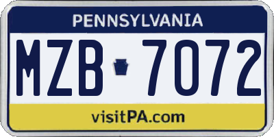 PA license plate MZB7072