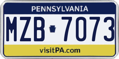 PA license plate MZB7073