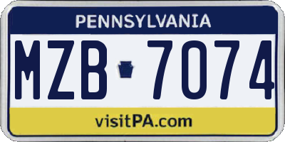 PA license plate MZB7074