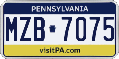 PA license plate MZB7075