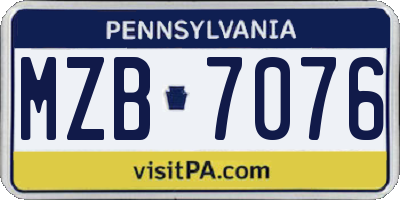 PA license plate MZB7076