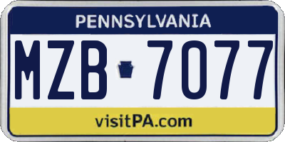 PA license plate MZB7077