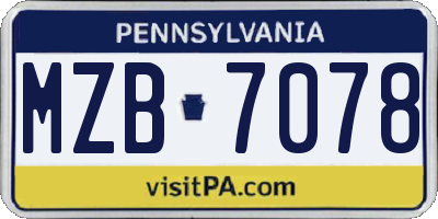PA license plate MZB7078