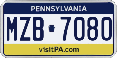 PA license plate MZB7080