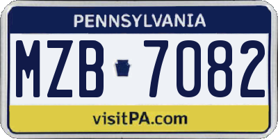 PA license plate MZB7082