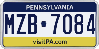 PA license plate MZB7084