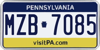 PA license plate MZB7085