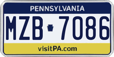 PA license plate MZB7086