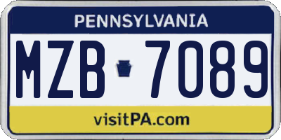 PA license plate MZB7089