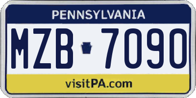 PA license plate MZB7090