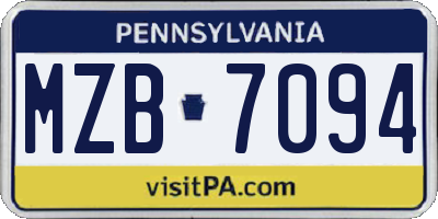 PA license plate MZB7094
