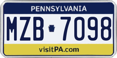 PA license plate MZB7098