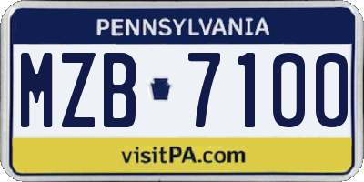 PA license plate MZB7100