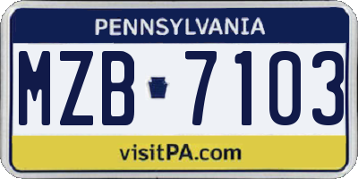 PA license plate MZB7103