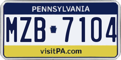 PA license plate MZB7104