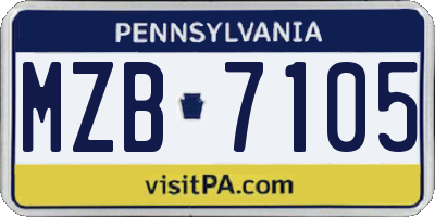PA license plate MZB7105