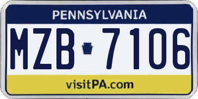 PA license plate MZB7106