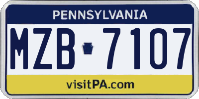 PA license plate MZB7107