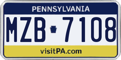 PA license plate MZB7108