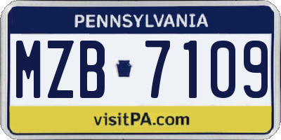 PA license plate MZB7109