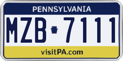 PA license plate MZB7111