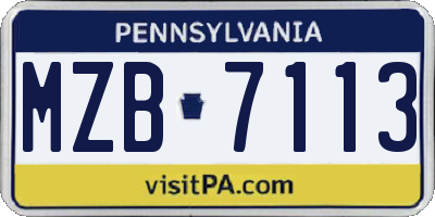 PA license plate MZB7113