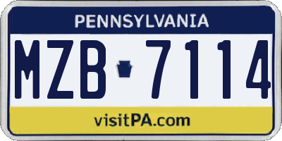 PA license plate MZB7114