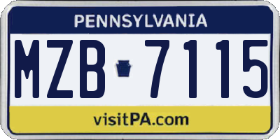 PA license plate MZB7115