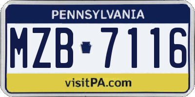 PA license plate MZB7116