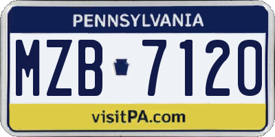 PA license plate MZB7120
