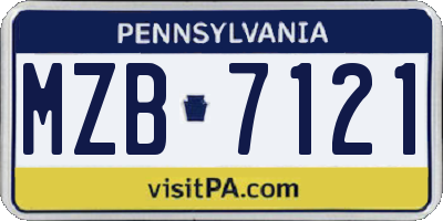 PA license plate MZB7121
