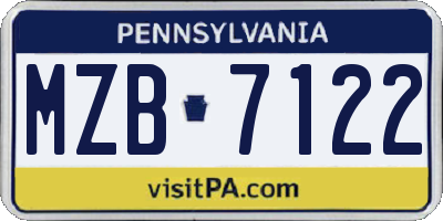 PA license plate MZB7122
