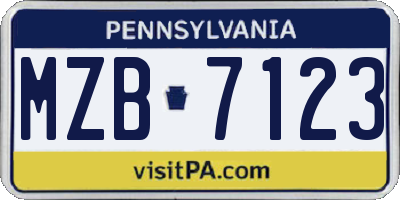 PA license plate MZB7123