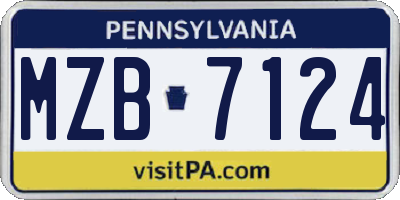 PA license plate MZB7124
