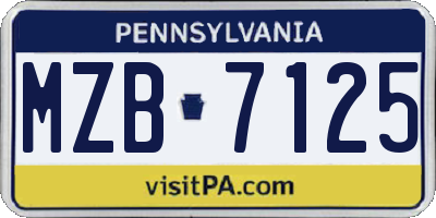 PA license plate MZB7125