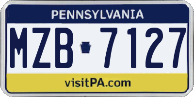 PA license plate MZB7127