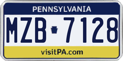 PA license plate MZB7128