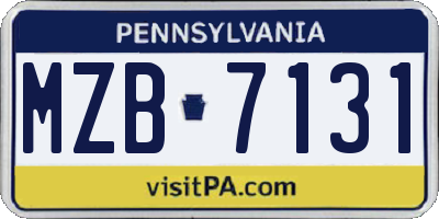 PA license plate MZB7131