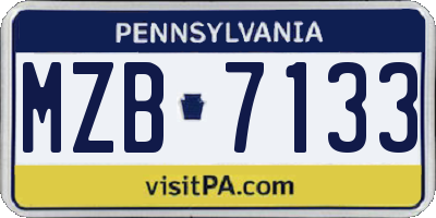PA license plate MZB7133