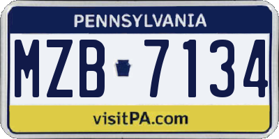PA license plate MZB7134