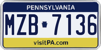 PA license plate MZB7136