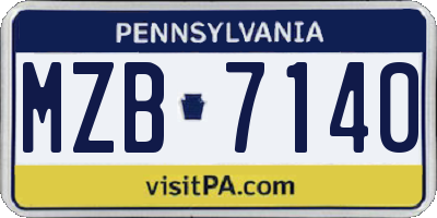 PA license plate MZB7140