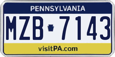 PA license plate MZB7143