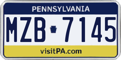 PA license plate MZB7145