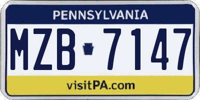 PA license plate MZB7147